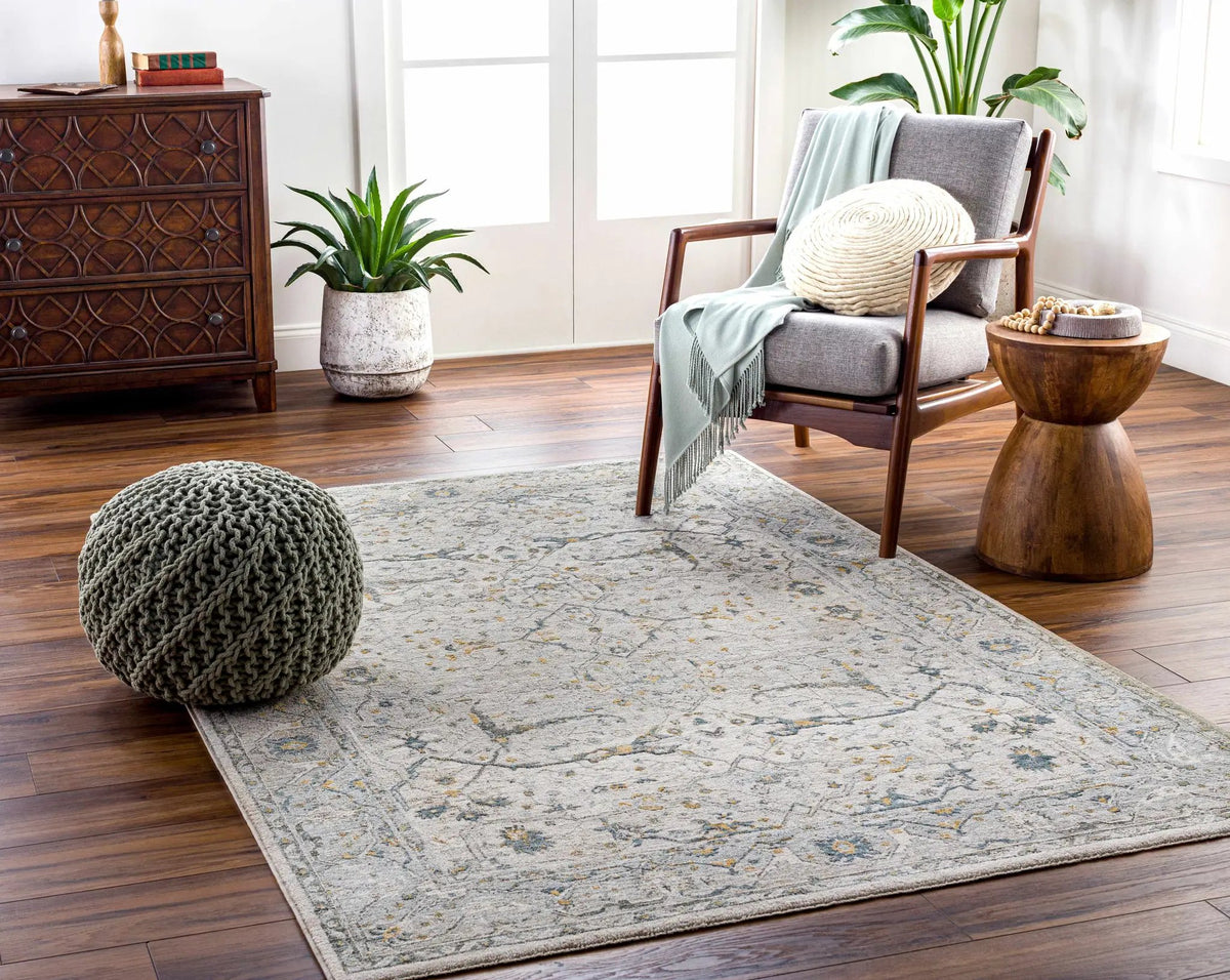 Aviva Off-White Textured Rug with Fringes, installed in a room 4