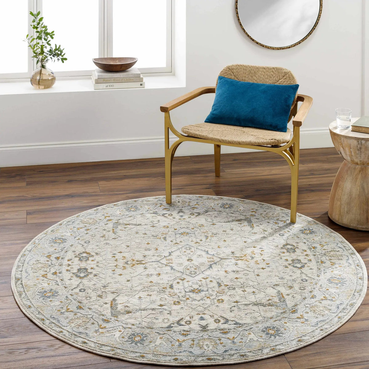 Aviva Off-White Textured Rug with Fringes, installed in a room 3