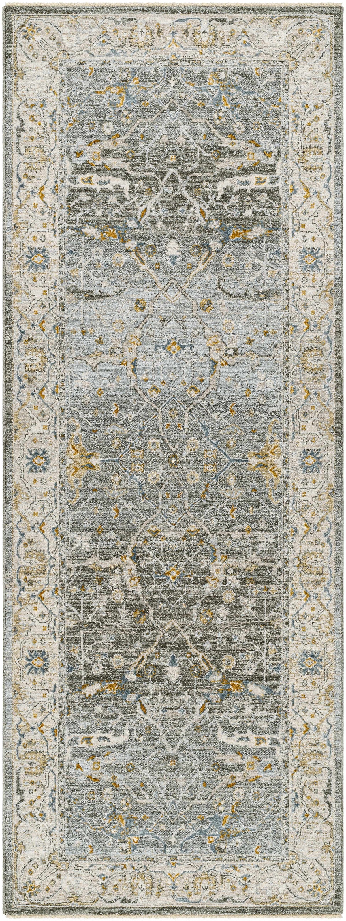 Aviva Teal Textured Rug with Fringes, photo 4 of 15