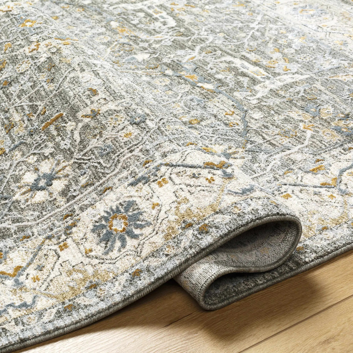 Aviva Teal Textured Rug with Fringes, detail