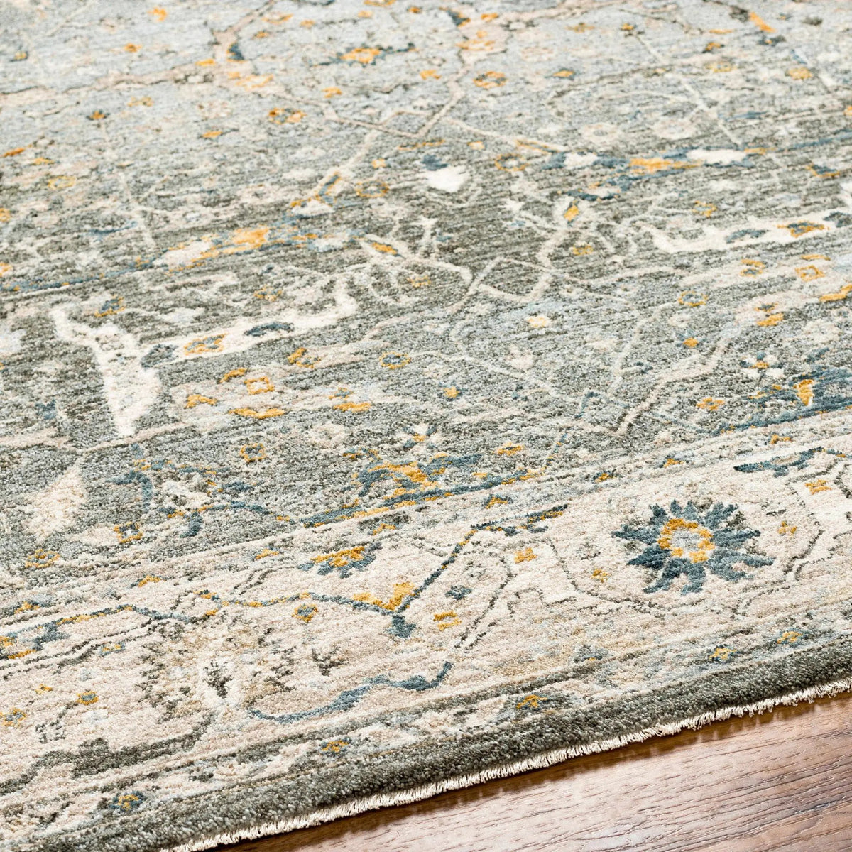 Aviva Teal Textured Rug with Fringes, photo 9 of 15