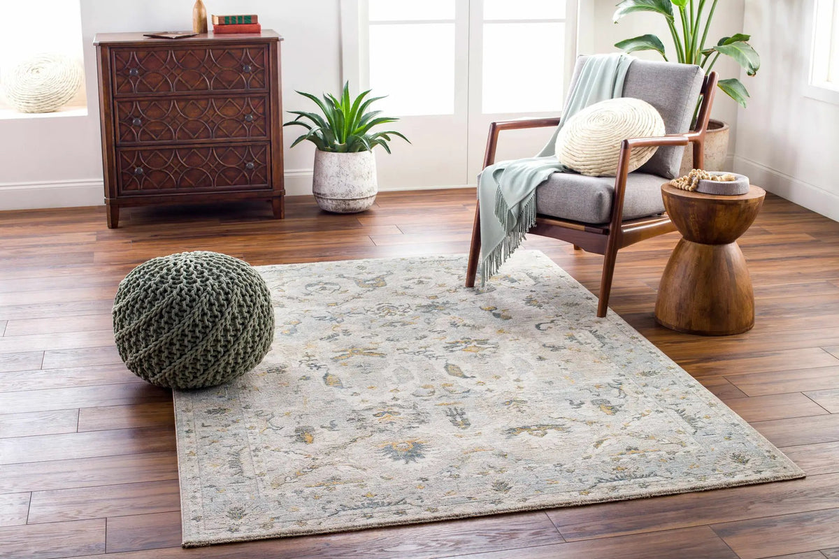 Emile Textured Rug with Fringes, installed in a room 3
