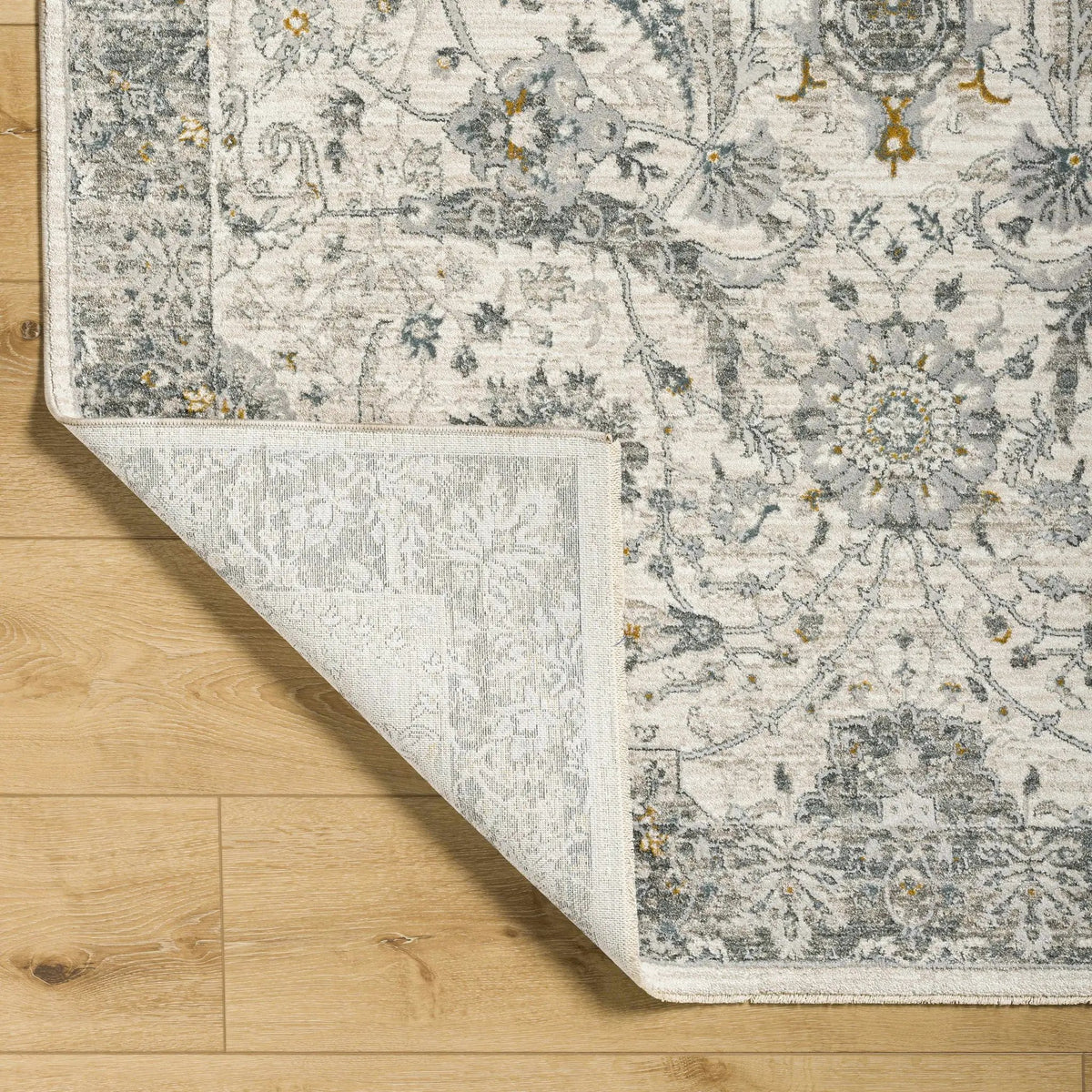 Gauge Cream & Gray Blue Rug with Fringes, photo 8 of 20