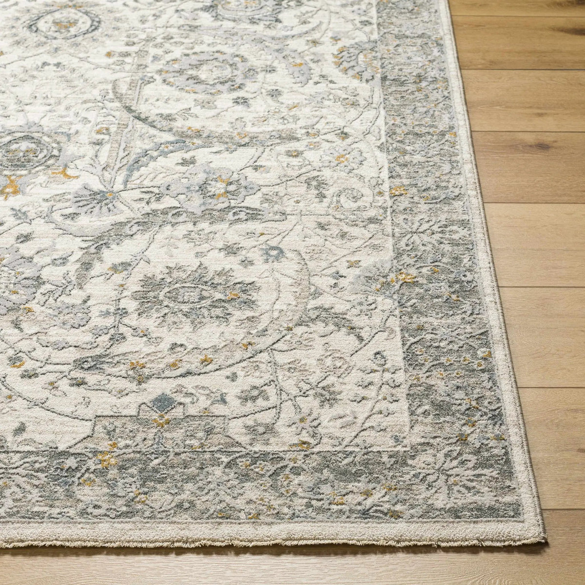 Gauge Cream & Gray Blue Rug with Fringes, photo 14 of 20