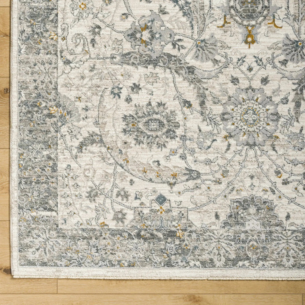 Gauge Cream & Gray Blue Rug with Fringes, photo 9 of 20