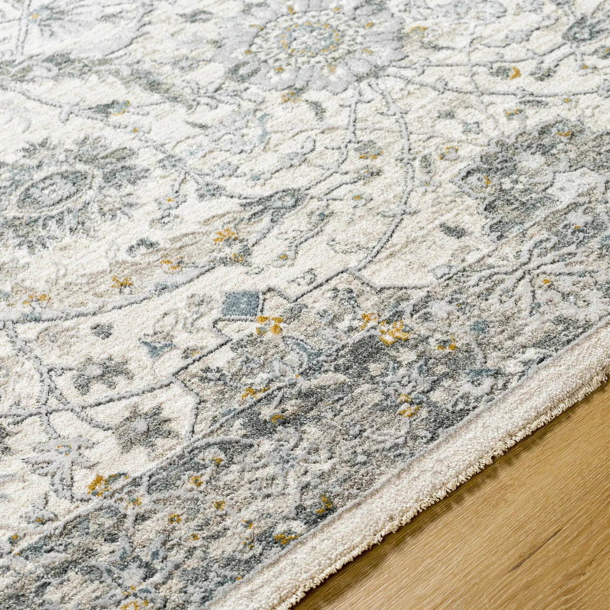 Gauge Cream & Gray Blue Rug with Fringes, photo 7 of 20