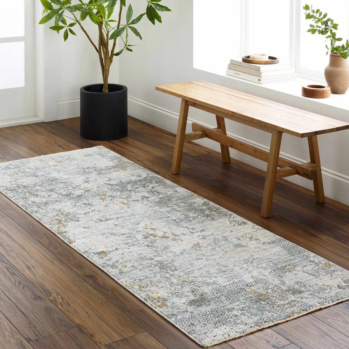 Pizi Textured Rug with Fringes, installed in a room 5