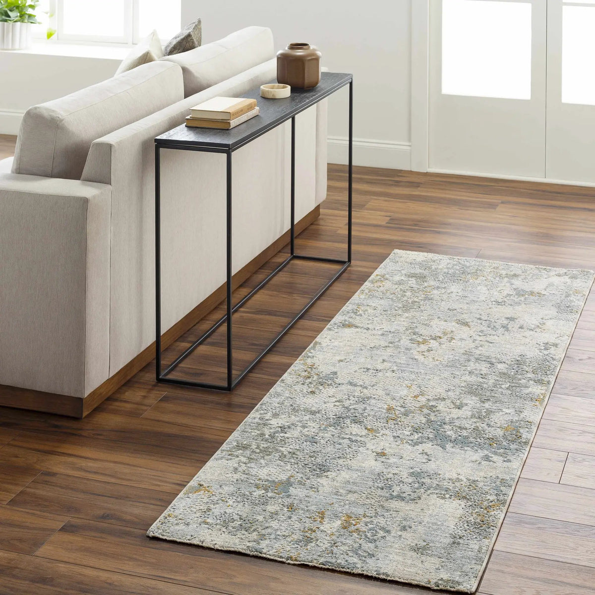 Pizi Textured Rug with Fringes, installed in a room 6