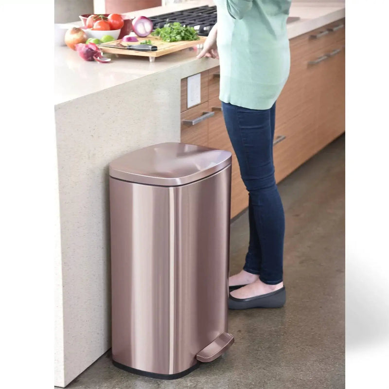 13-Gallon Copper Rose Gold Stainless Steel Step Trash Can with Deodorizer Filter by HomePacific