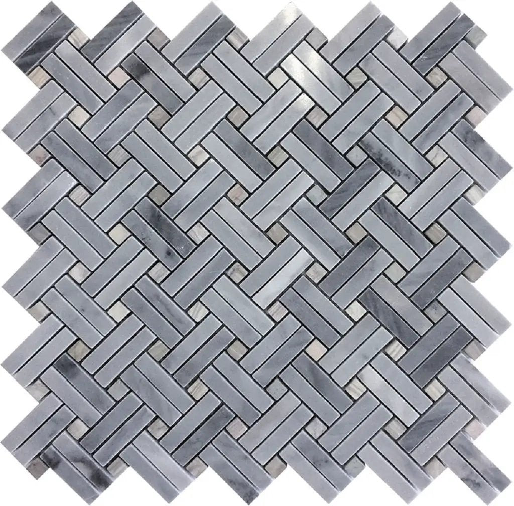 Gray 11x11 Polished Basketweave Bardiglio Nuvolato Marble Mosaic Tile (5 pack, 4.47 sq ft/case) by Apollo Tile