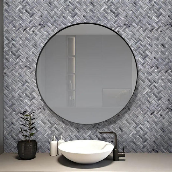 Gray 11x11 Polished Basketweave Bardiglio Nuvolato Marble Mosaic Tile (5 pack, 4.47 sq ft/case)