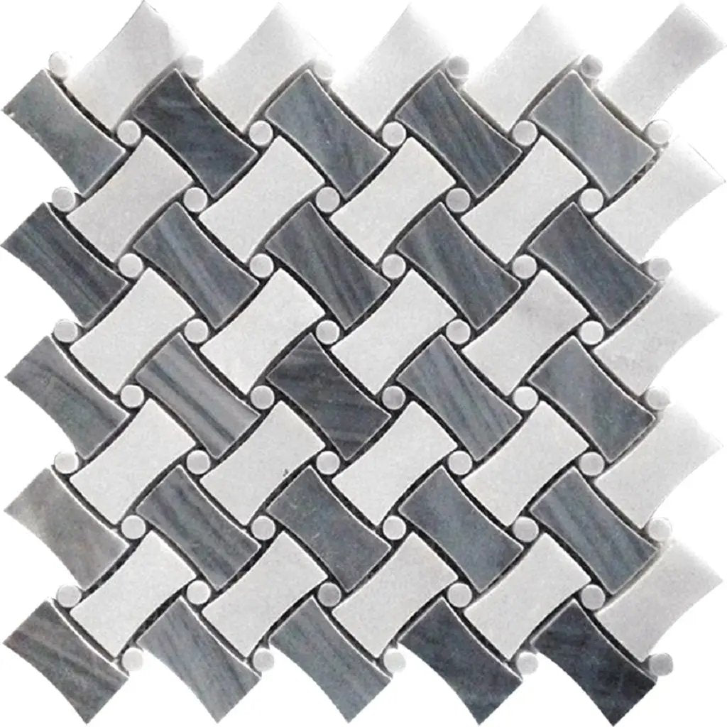 Bardiglio Nuvolato Eastern White 11x11 Polished Basketweave Marble Mosaic Tile (5 pack, 4.2 sq ft/case) by Apollo Tile