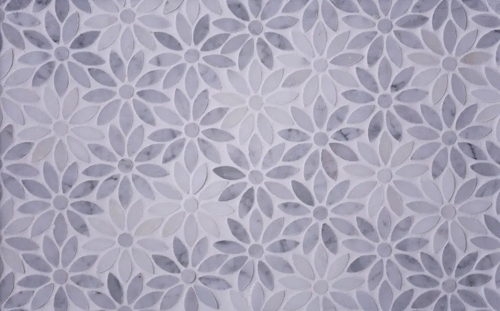 Carrara Grey Eastern White 11x12 Polished Multi-shaped Marble Mosaic Tile (5 pack, 4.46 sq ft/case) by Apollo Tile