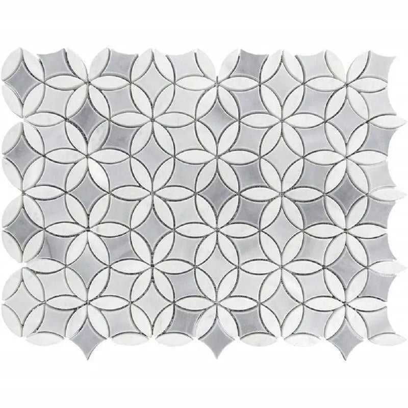 Gray White 12x15 Polished Floral Marble Mosaic Tile (5 pack, 6.18 sq ft/case) by Apollo Tile