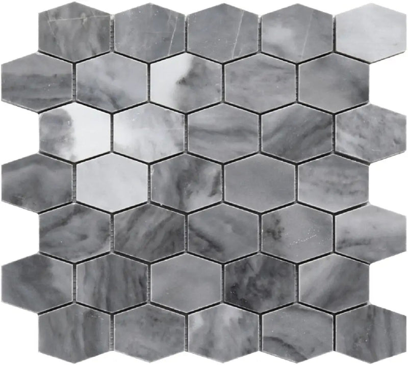 Gray 12x12 Polished Hexagon Bardiglio Nuvolato Marble Mosaic Tile (5 pack, 4.875 sq ft/case) by Apollo Tile