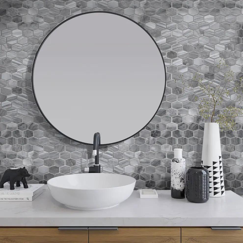 Gray 12x12 Polished Hexagon Bardiglio Nuvolato Marble Mosaic Tile (5 pack, 4.875 sq ft/case) by Apollo Tile