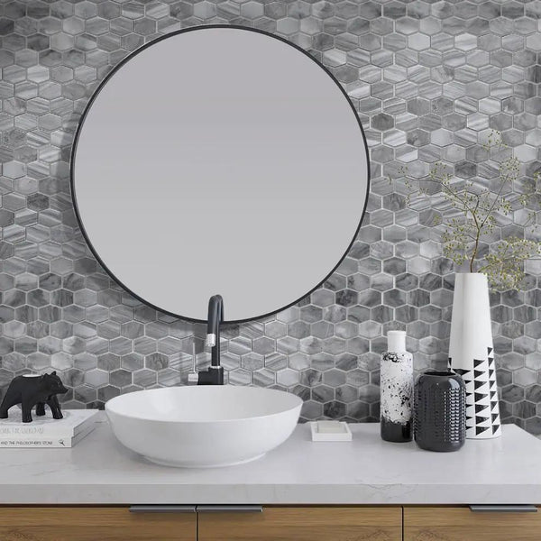 Gray 12x12 Polished Hexagon Bardiglio Nuvolato Marble Mosaic Tile (5 pack, 4.875 sq ft/case)