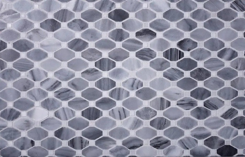 Bardiglio Nuvolato Eastern White 12x12 Polished Octagon Marble Mosaic Tile (5 pack, 5.08 sq ft/case) by Apollo Tile