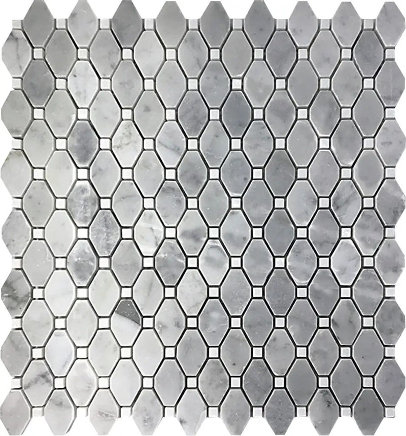 Bardiglio Nuvolato Eastern White 12x12 Polished Octagon Marble Mosaic Tile (5 pack, 5.08 sq ft/case) by Apollo Tile