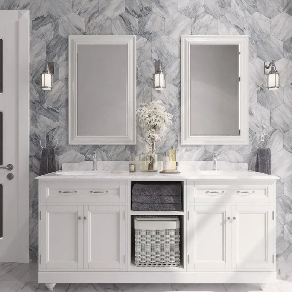 Gray 10x10 Honed Hexagon Bardiglio Marble Tile (5 pack, 2.95 sq ft/case) by Apollo Tile