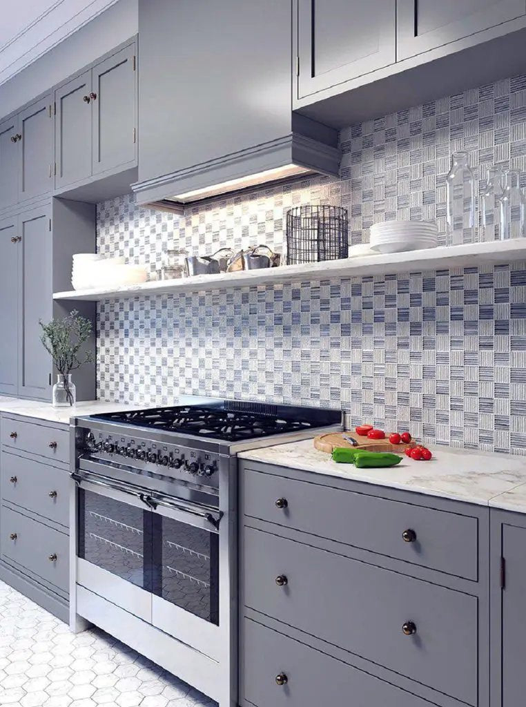 White Gray 12x12 Polished Brick Bardiglio Nuvolato Bianco Carrara Marble Mosaic Tile (5 pack, 5 sq ft/case) by Apollo Tile