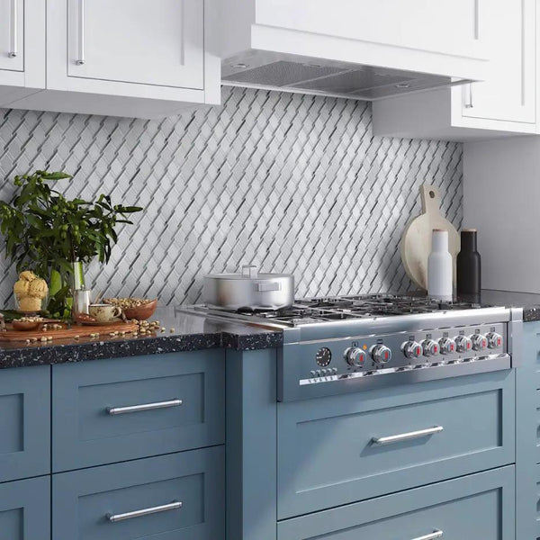 Eastern White, Bardiglio Nuvolato 11x12 Polished Multi-shaped Marble Mosaic Tile (5 pack, 4.66 sq ft/case)