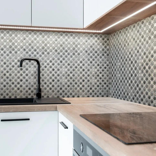 White Gray 13x13 Polished Multi-shaped Bardiglio Nuvolato Carrara Marble Mosaic Tile (5 pack, 5.6 sq ft/case)