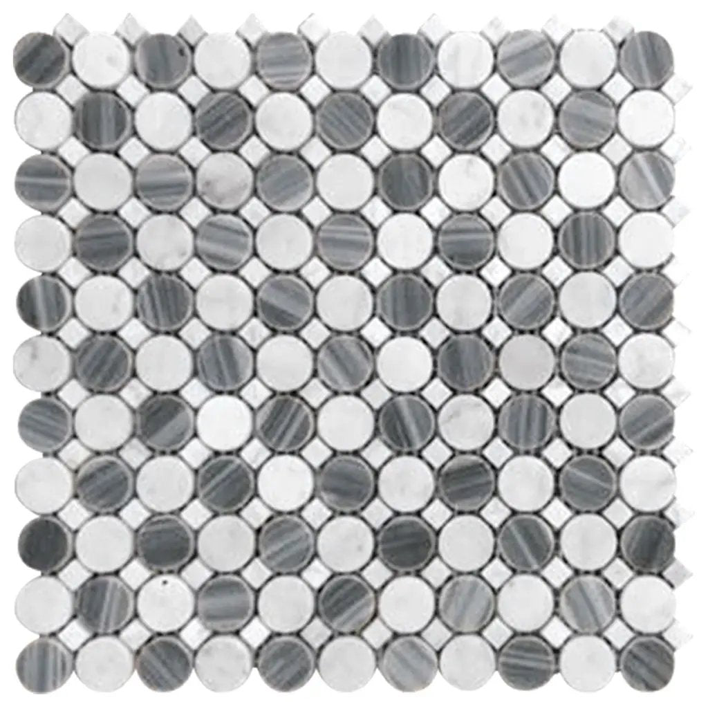 White Gray 13x13 Polished Multi-shaped Bardiglio Nuvolato Carrara Marble Mosaic Tile (5 pack, 5.6 sq ft/case) by Apollo Tile