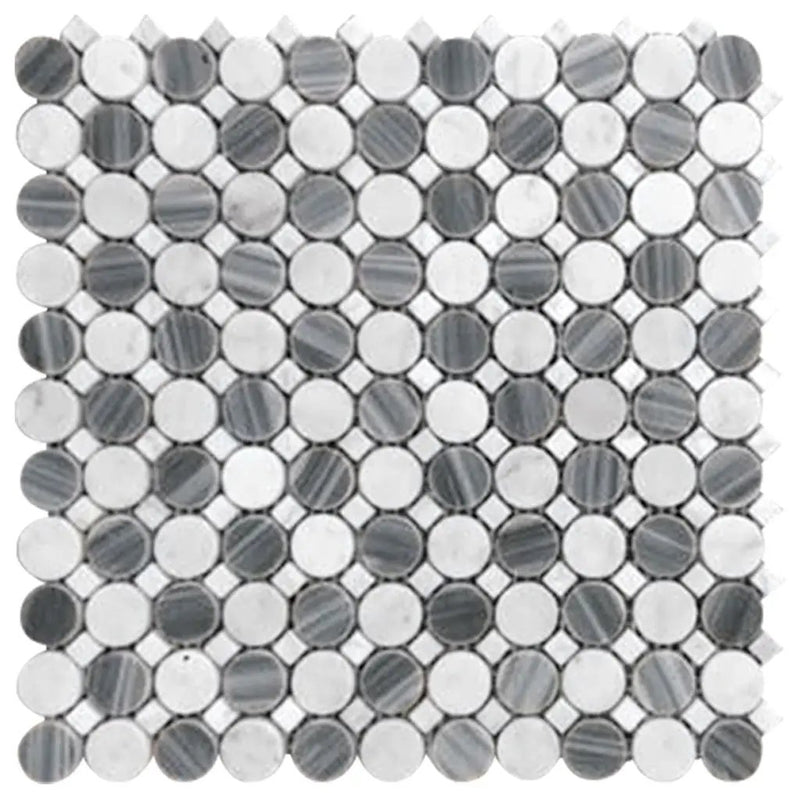White Gray 13x13 Polished Multi-shaped Bardiglio Nuvolato Carrara Marble Mosaic Tile (5 pack, 5.6 sq ft/case) by Apollo Tile