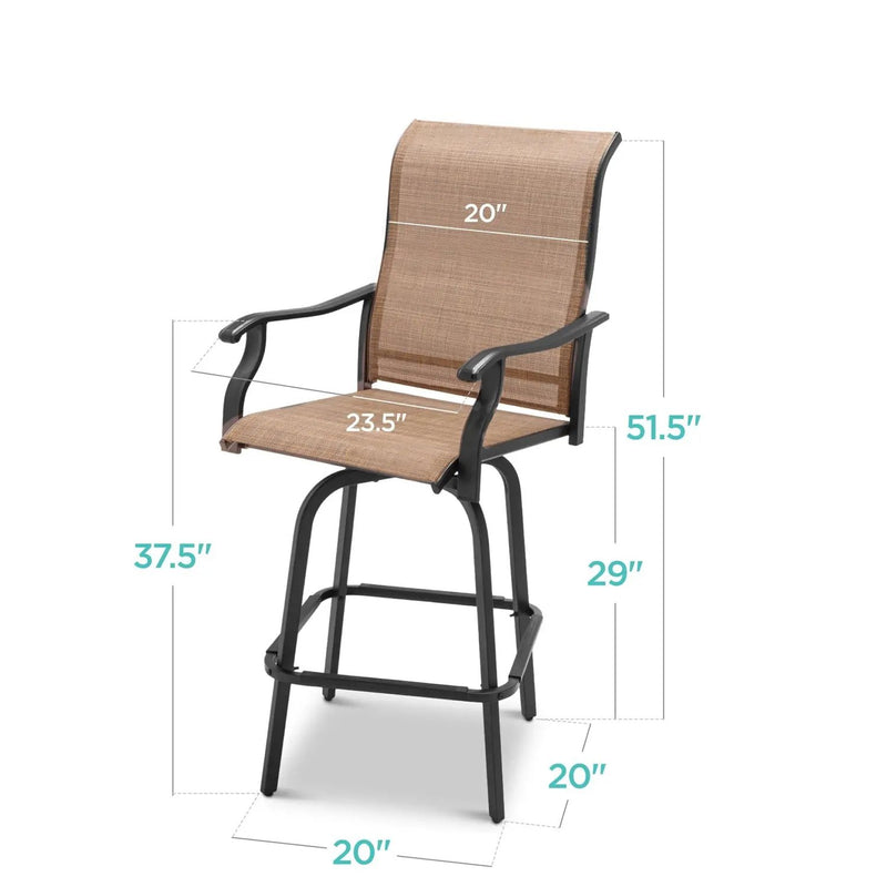 Set of 2 Tan All-Weather Mesh Swivel Barstools by HomePacific