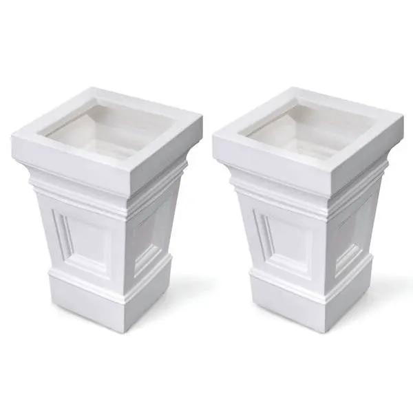 Set of 2 - 24 inch High Self Watering Planter Box in White Plastic Resin by HomePacific