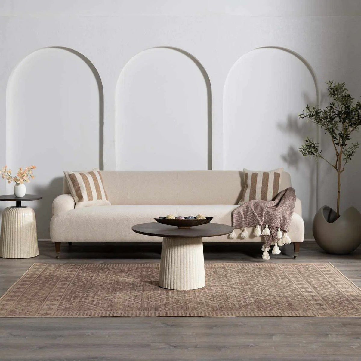 Halle Beige Washable Area Rug - Clearance, installed in a room