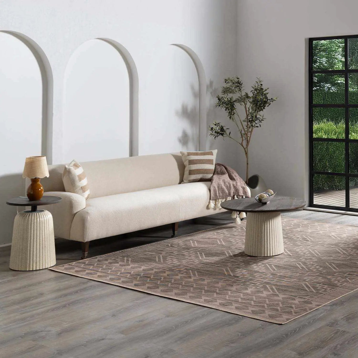 Halle Tan Washable Area Rug - Clearance, installed in a room 2