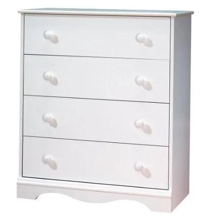 White 4 Drawer Bedroom Chest with Wooden Knobs by HomePacific