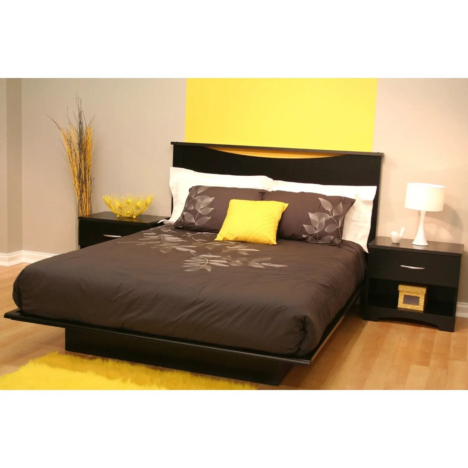Full size Contemporary Platform Bed in Black Finish by HomePacific