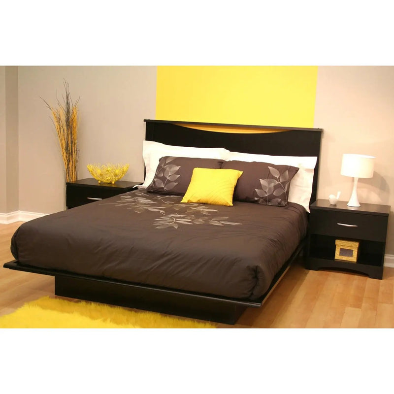 Full size Contemporary Platform Bed in Black Finish by HomePacific