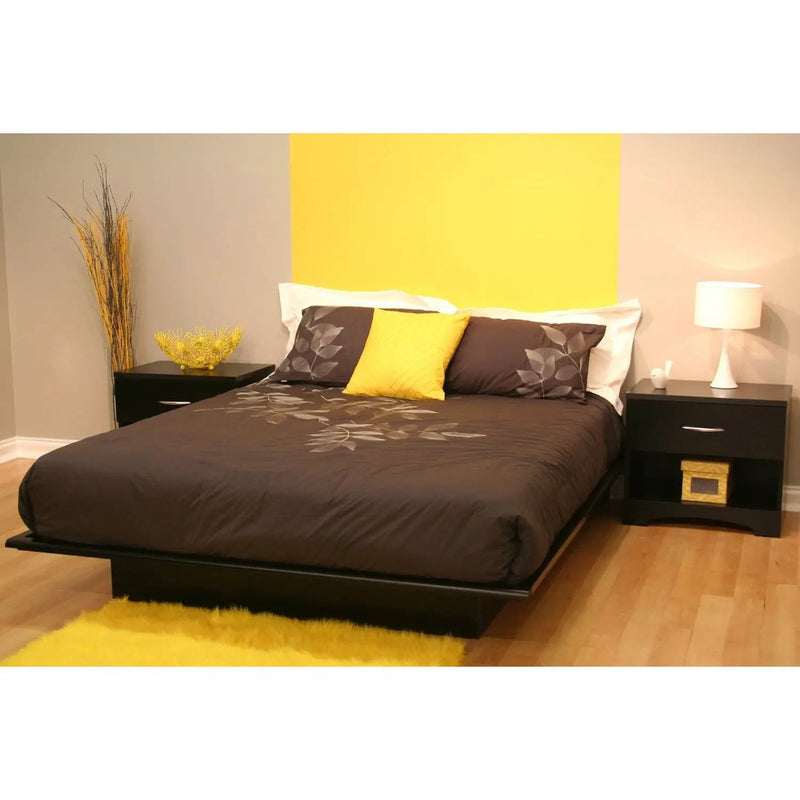 Full size Contemporary Platform Bed in Black Finish by HomePacific
