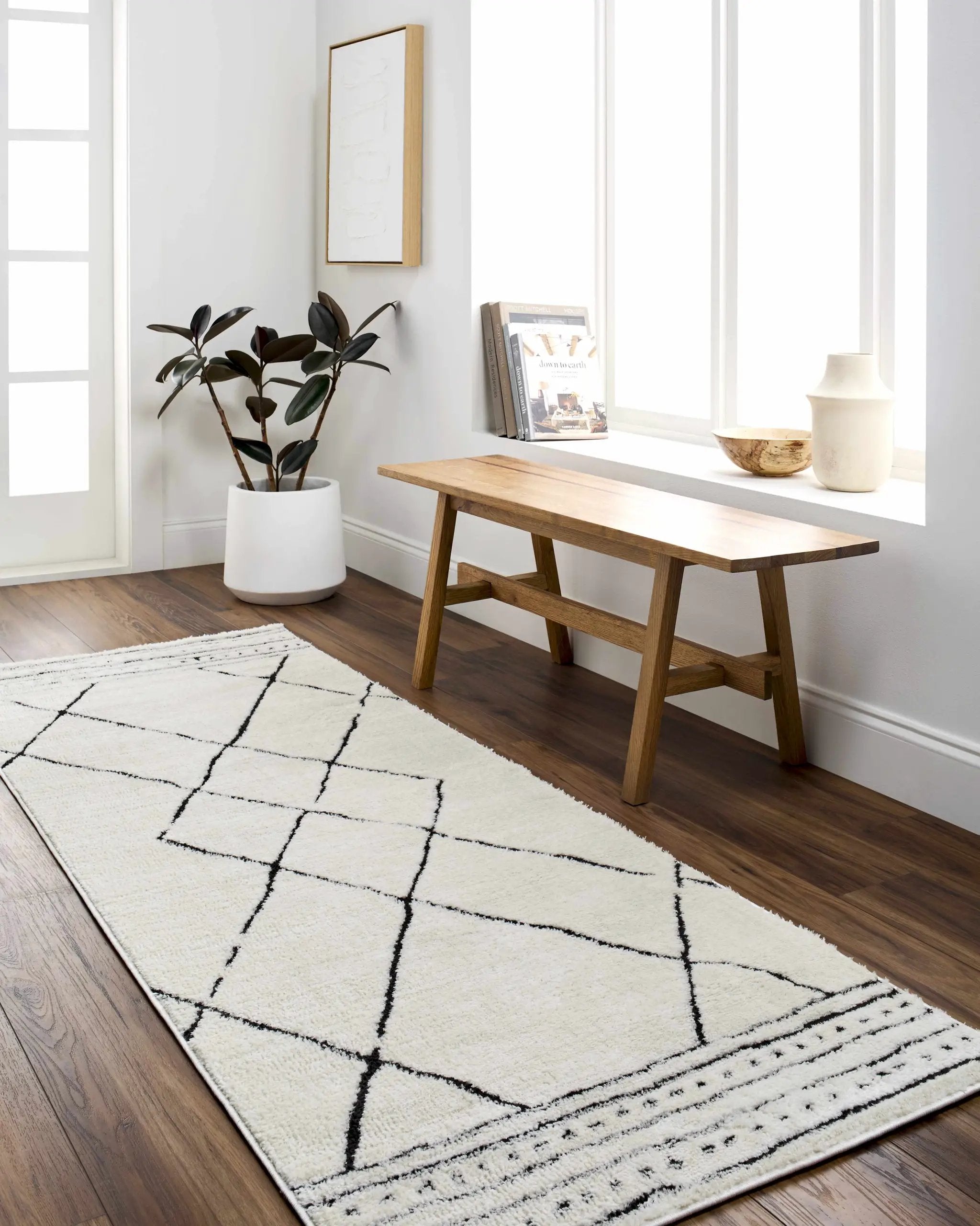 Keone Black & White Thick Rug by Boutique Rugs