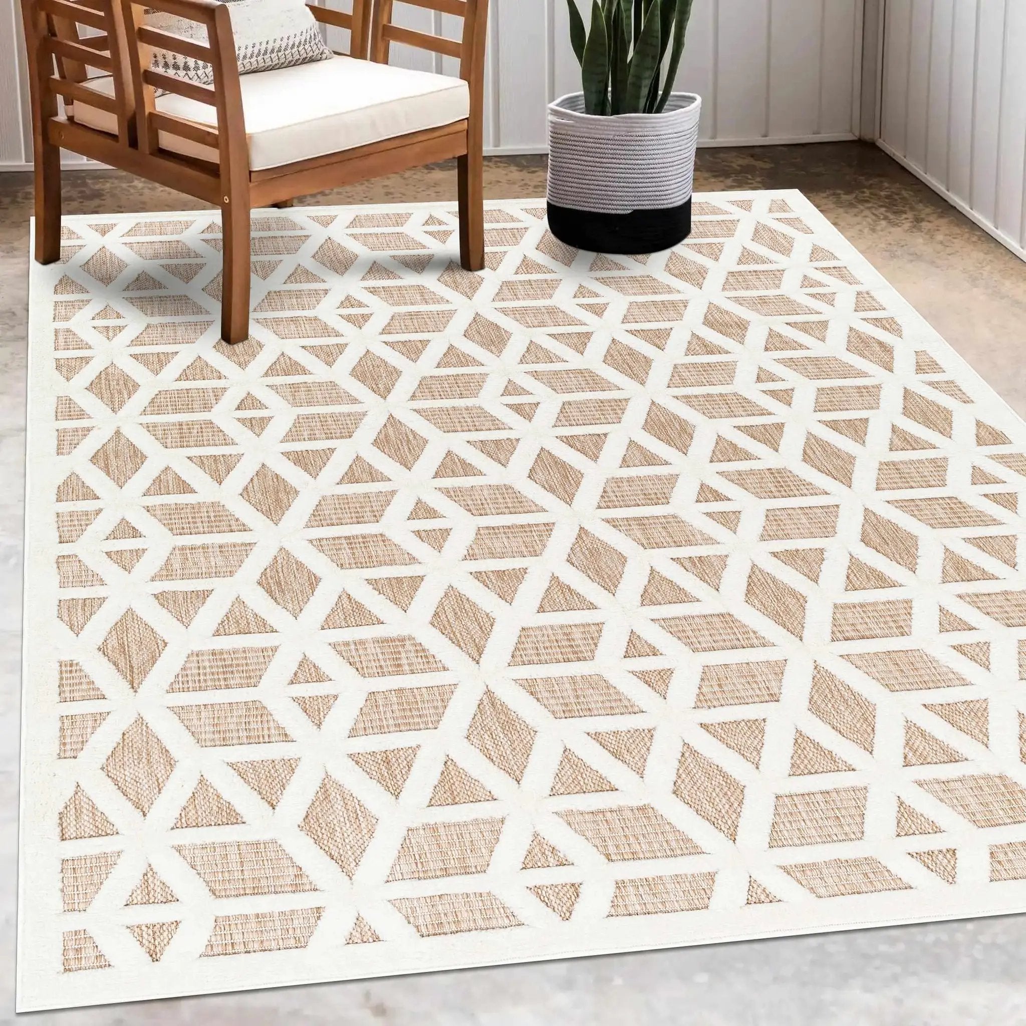 Nuri Tan Outdoor Rug - Clearance by Boutique Rugs