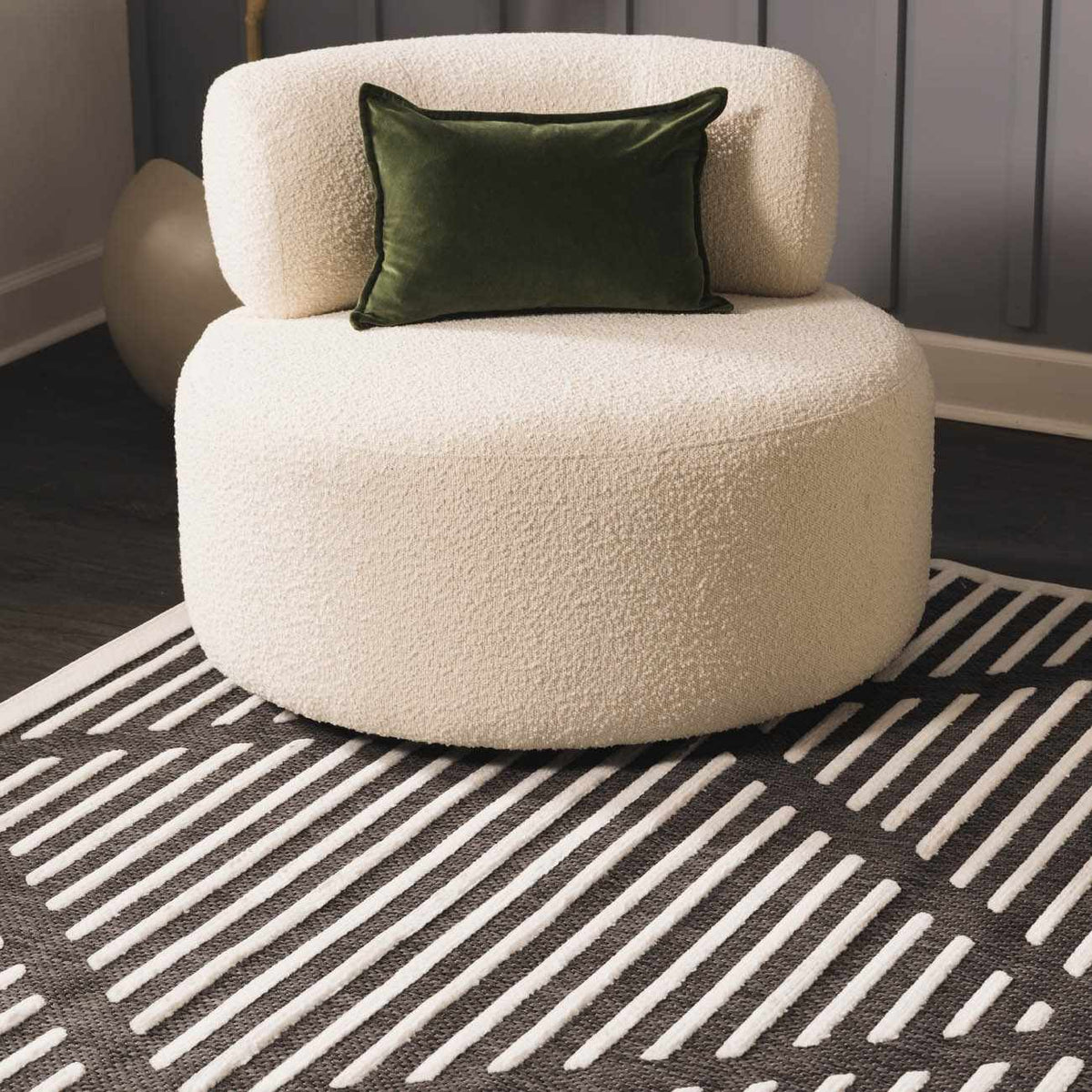 Anah 3D Black Outdoor Rug, installed in a room 5