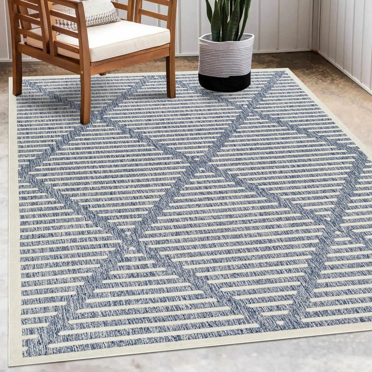 Anah Blue Outdoor Rug, installed in a room 8