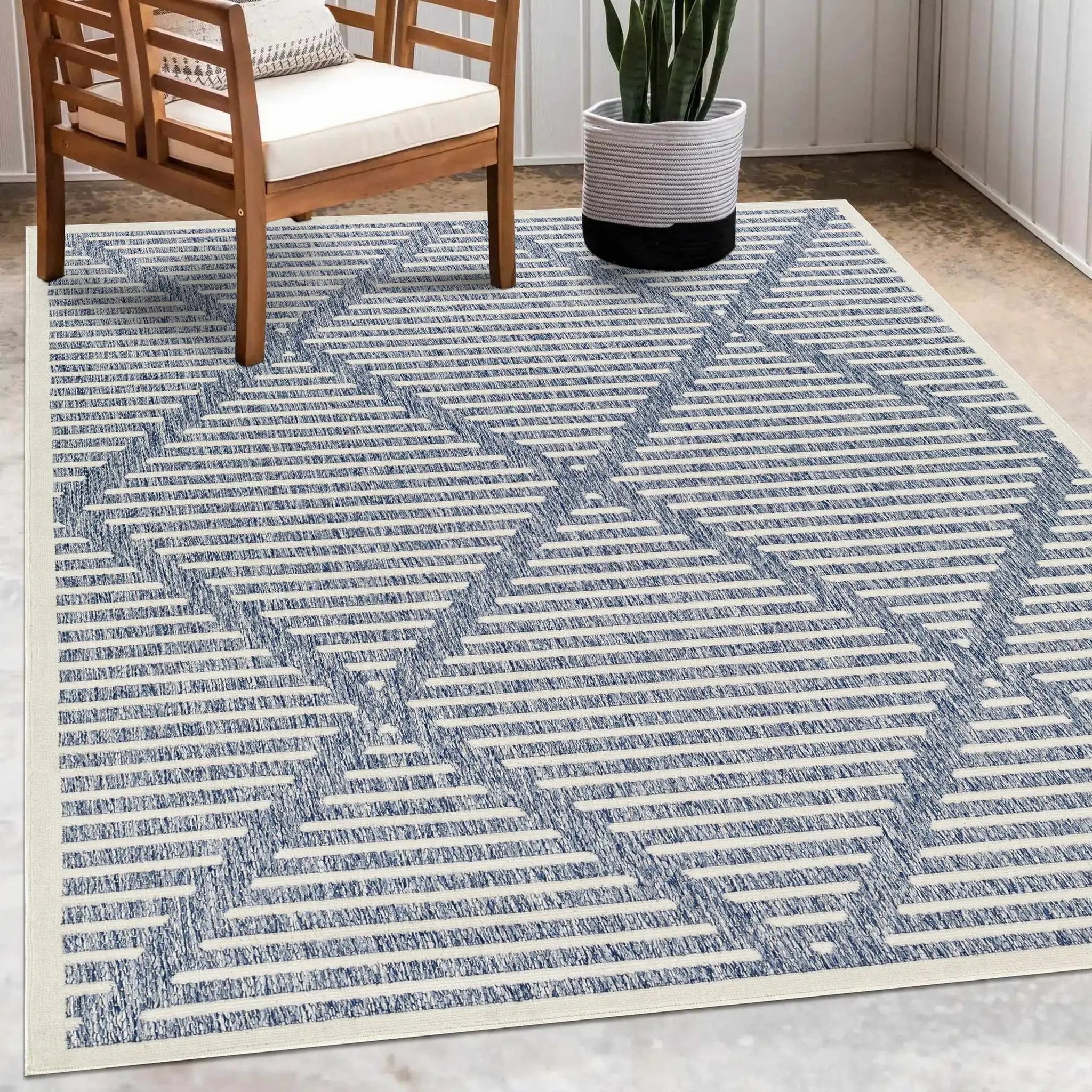 Anah Blue Outdoor Rug by Boutique Rugs