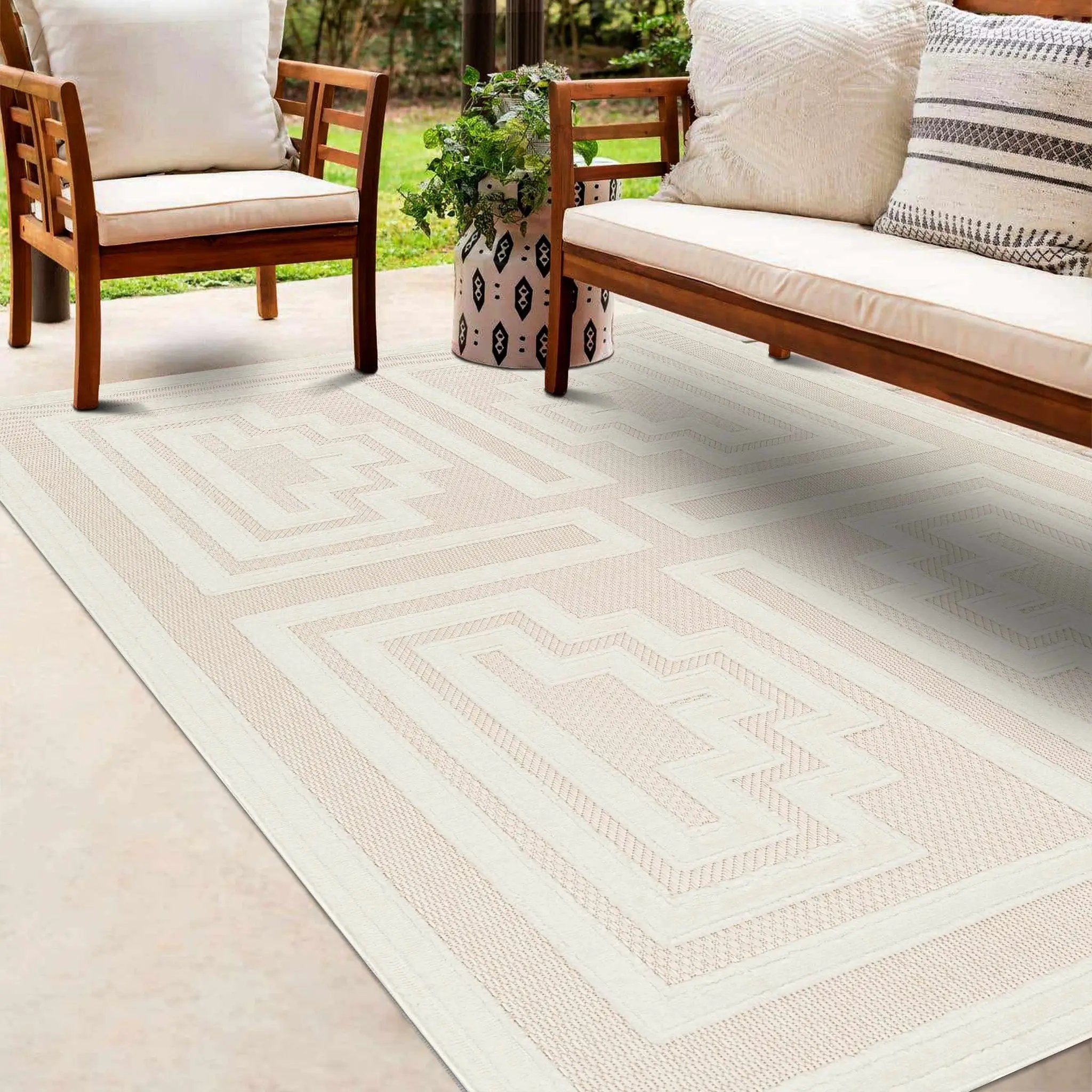 Yves Cream Outdoor Rug - Clearance by Boutique Rugs