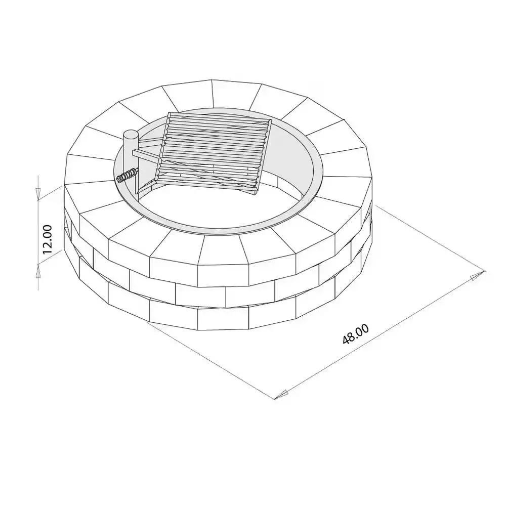 48-in Outdoor Round Concrete Block Stone Fire Pit Kit with Cooking Grill Grate by HomePacific