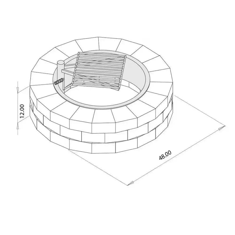 48-in Outdoor Round Concrete Block Stone Fire Pit Kit with Cooking Grill Grate by HomePacific