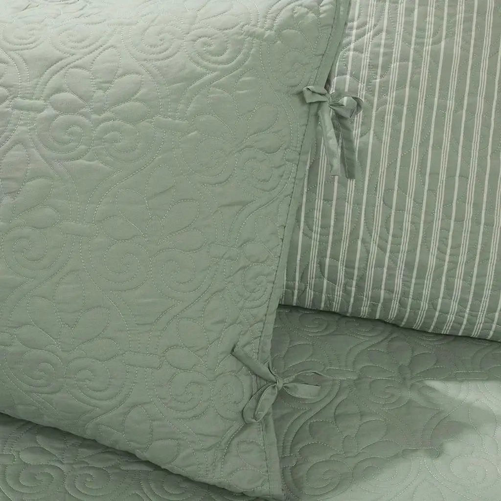 6-Piece Country Cottage Quilted Seafoam Green Reversible Daybed Cover Set by HomePacific