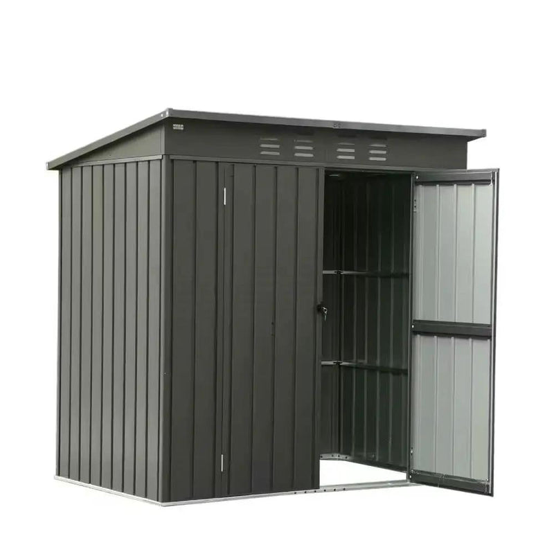 Outdoor Black Galvanized Steel Metal Storage Shed - 6ft. x 4 ft. by HomePacific