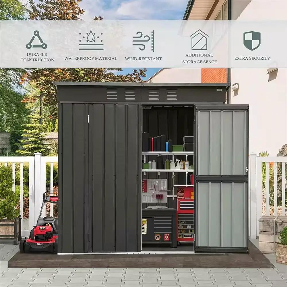Outdoor Black Galvanized Steel Metal Storage Shed - 6ft. x 4 ft. by HomePacific