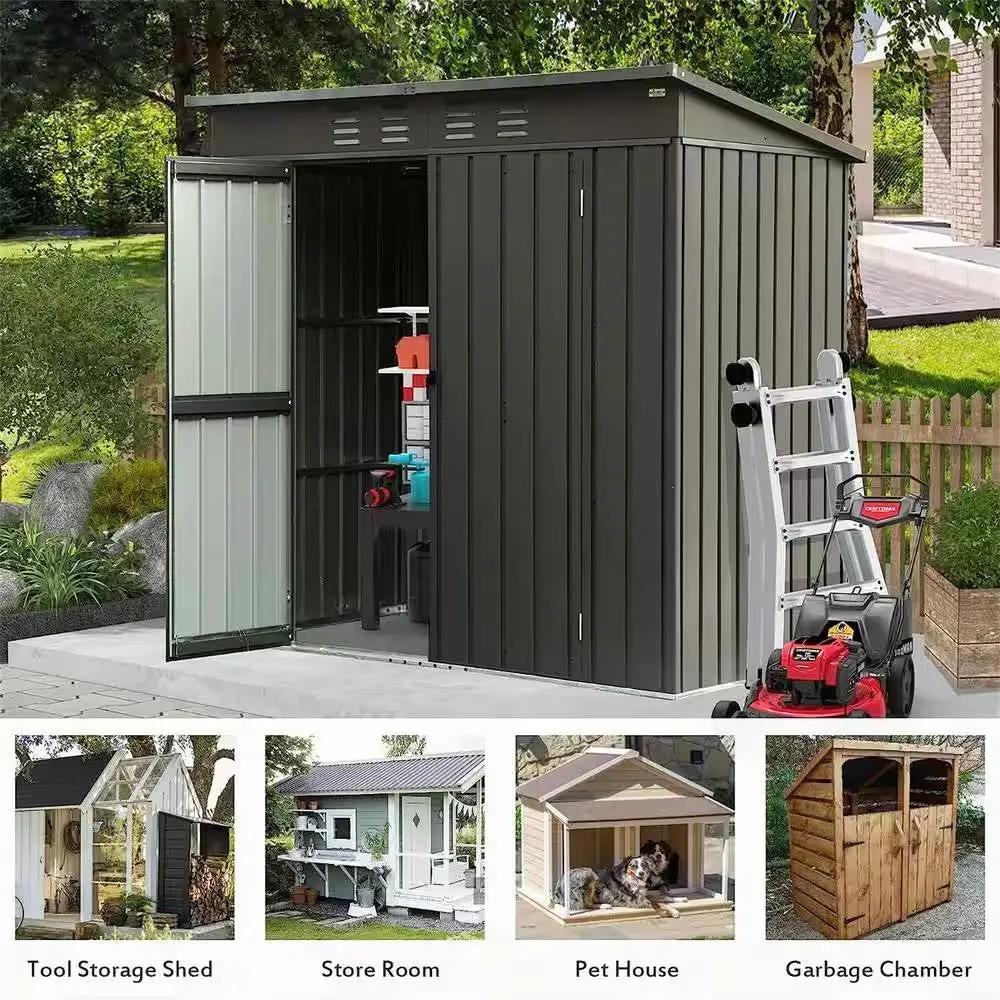 Outdoor Black Galvanized Steel Metal Storage Shed - 6ft. x 4 ft. by HomePacific