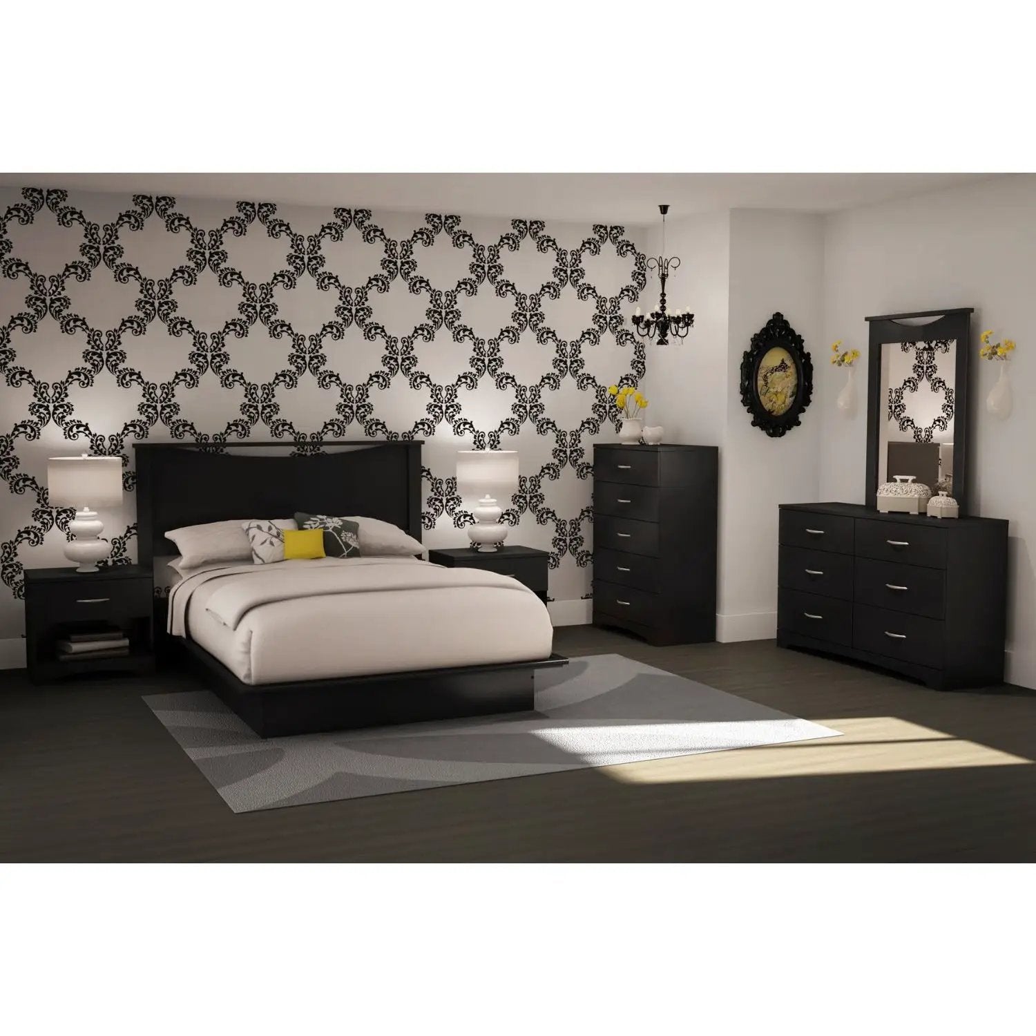Modern 5-Drawer Bedroom Chest in Black Wood Finish by HomePacific